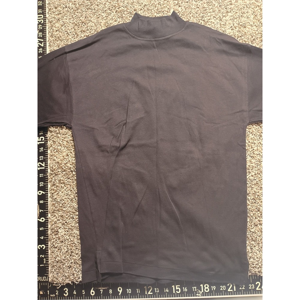 Vintage Cross Creek Mock Neck Long Sleeve Shirt Black Made in USA Mens Large